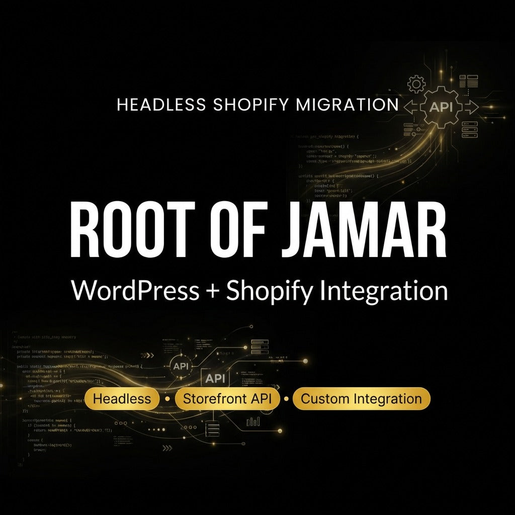 Root of Jamar — Full page screenshot, headless Shopify store